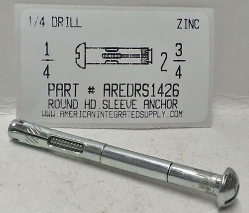 1/4X2-3/4 SLEEVE ANCHOR ROUND HEAD ZINC USE 1/4 DRILL