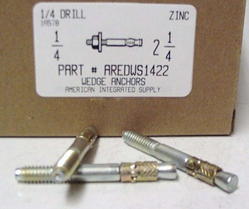 1/4X2-1/4 WEDGE ANCHOR STEEL ZINC PLATED USE 1/4 DRILL