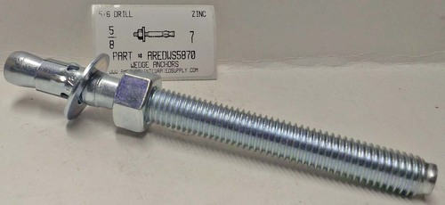 5/8X7 WEDGE ANCHOR STEEL ZINC PLATED USE 5/8 DRILL