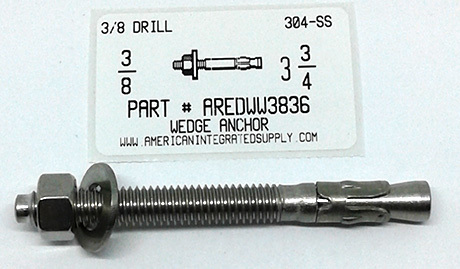 3/8X3-3/4 WEDGE ANCHOR 303/304 STAINLESS STEEL USE 3/8 DRILL