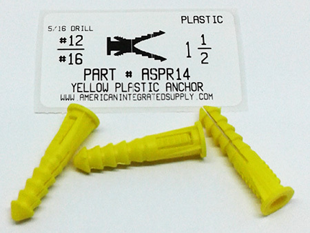 14-16X1-1/2 YELLOW PLASTIC ANCHOR USE 5/16 DRILL