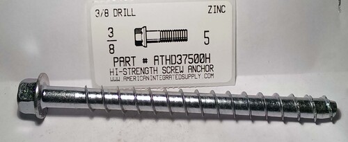 3/8X5" HIGH STRENGTH THREADED ANCHOR ZINC USE 3/8 DRILL