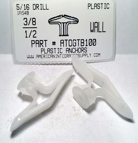 1/2 WALL PLASTIC TOGGLE 8-10 SCREW USE 5/16 DRILL