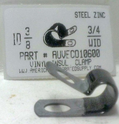 3/8' STEEL INSULATED CLAMP 3/4" WIDE BLACK VINYL COATED