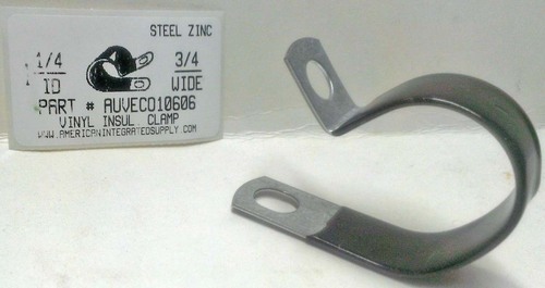 1-1/4" STEEL INSULATED CLAMP 3/4" WIDE BLACK VINYL COATED