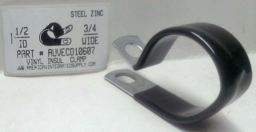 1-1/2" STEEL INSULATED CLAMP 3/4" WIDE BLACK VINYL COATED