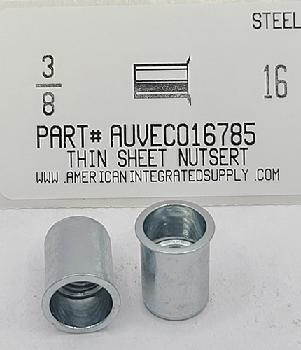 3/8-16 THIN SHEET NUTSERT STEEL .040-.200 GRIP 1/2 HOLE