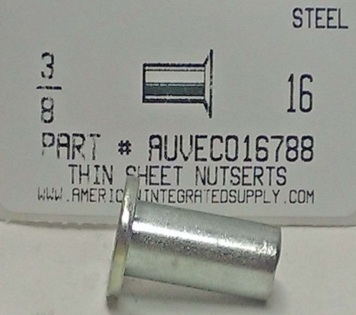 3/8-16 LARGE FLANGE NUTSERT .115-.200 GRIP 1/2 HOLE STEEL