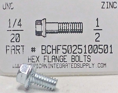 1/4-20X1/2 HEX SERRATED FLANGE BOLT GRADE 5 STEEL ZINC PLATED