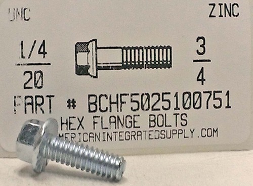 1/4-20X3/4 HEX SERRATED FLANGE BOLT GRADE 5 STEEL ZINC PLATED