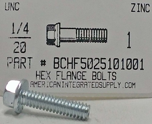 1/4-20X1 HEX SERRATED FLANGE BOLT GRADE 5 STEEL ZINC PLATED