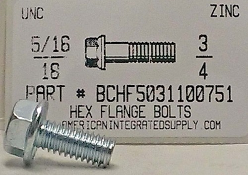 5/16-18X3/4 HEX SERRATED FLANGE BOLT GRADE 5 STEEL ZINC PLATED