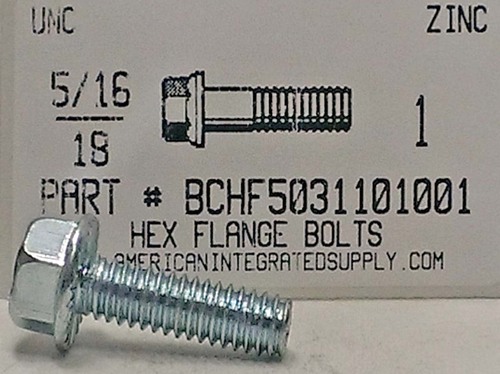 5/16-18X1 HEX SERRATED FLANGE BOLT GRADE 5 STEEL ZINC PLATED