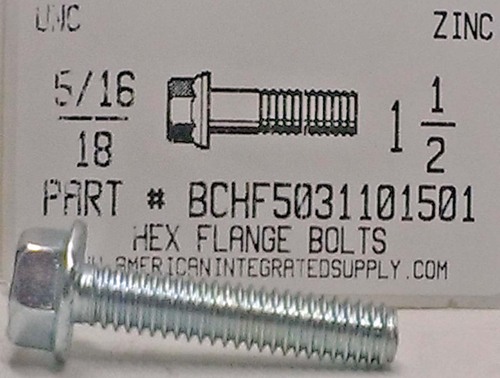 5/16-18X1-1/2 HEX SERRATED FLANGE BOLT GRADE 5 STEEL ZINC PLATED