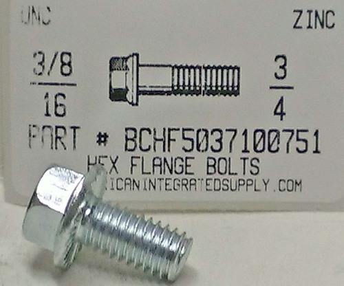 3/8-16X3/4 HEX SERRATED FLANGE BOLT GRADE 5 STEEL ZINC PLATED