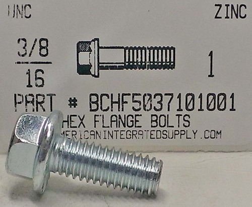 3/8-16X1 HEX SERRATED FLANGE BOLT GRADE 5 STEEL ZINC PLATED