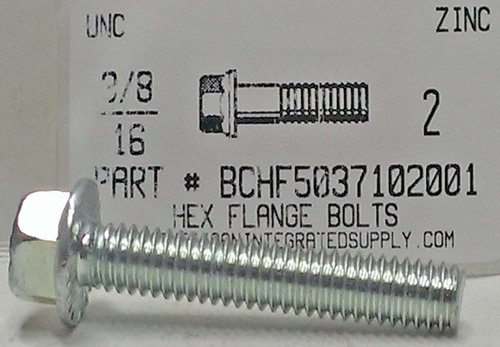 3/8-16X2 HEX SERRATED FLANGE BOLT GRADE 5 STEEL ZINC PLATED