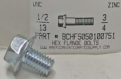 1/2-13X3/4 HEX SERRATED FLANGE BOLT GRADE 5 STEEL ZINC PLATED