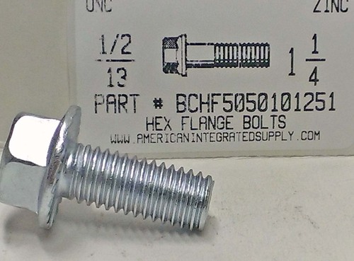 1/2-13X1-1/4 HEX SERRATED FLANGE BOLT GRADE 5 STEEL ZINC PLATED