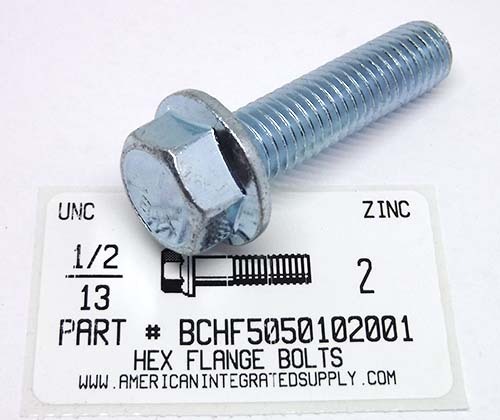 1/2-13X2 HEX SERRATED FLANGE BOLT GRADE 5 STEEL ZINC PLATED