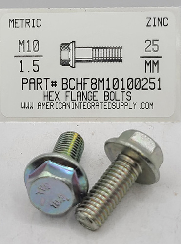 M10-1.50X25MM HEX FLANGE SCREW 10.9 STEEL ZINC PLATED D6921