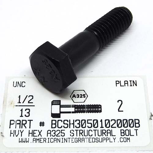 1/2-13X2 HEAVY HEX A325 STRUCTURAL BOLT STEEL PLAIN