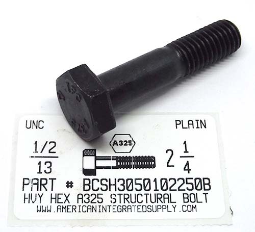 1/2-13X2-1/4 HEAVY HEX A325 STRUCTURAL BOLT STEEL PLAIN