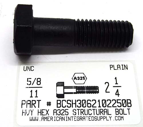 5/8-11X2-1/4 HEAVY HEX A325 STRUCTURAL BOLT STEEL PLAIN