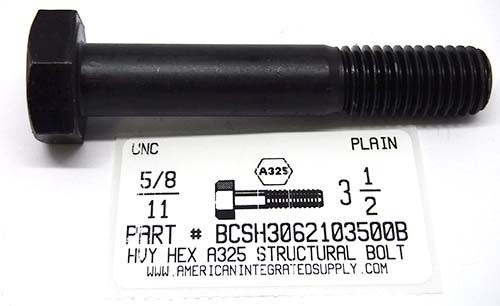 5/8-11X3-1/2 HEAVY HEX A325 STRUCTURAL BOLT STEEL PLAIN