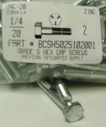 1/4-20X2 HEX HEAD CAP SCREW GRADE 5 STEEL ZINC PLATED