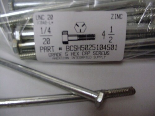 1/4-20X4-1/2 HEX HEAD CAP SCREW GRADE 5 STEEL ZINC PLATED