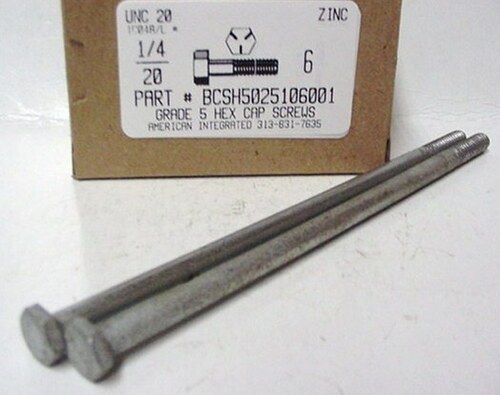 1/4-20X6 HEX HEAD CAP SCREW GRADE 5 STEEL ZINC PLATED