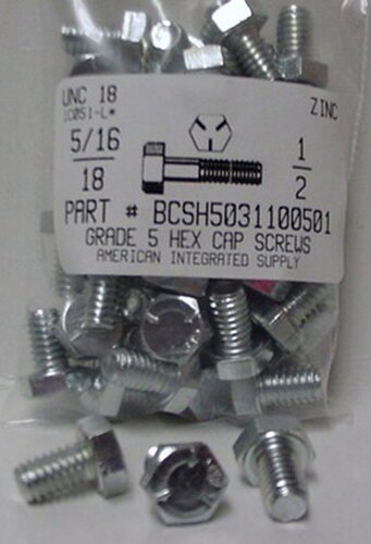 5/16-18X1/2 HEX HEAD CAP SCREW GRADE 5 STEEL ZINC PLATED