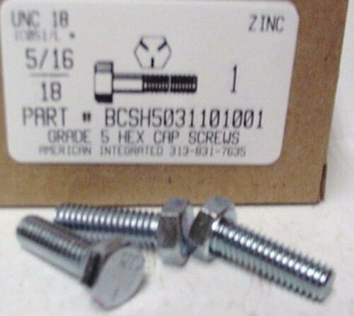 5/16-18X1 HEX HEAD CAP SCREW GRADE 5 STEEL ZINC PLATED