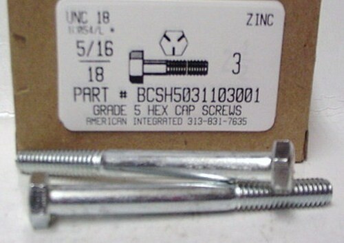 5/16-18X3 HEX HEAD CAP SCREW GRADE 5 STEEL ZINC PLATED