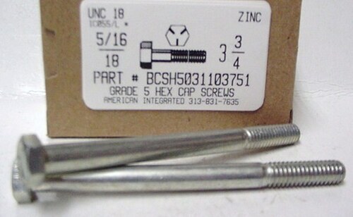 5/16-18X3-3/4 HEX HEAD CAP SCREW GRADE 5 STEEL ZINC PLATED