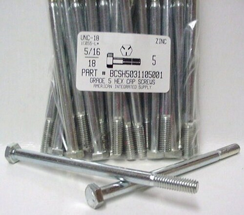 5/16-18X5 HEX HEAD CAP SCREW GRADE 5 STEEL ZINC PLATED