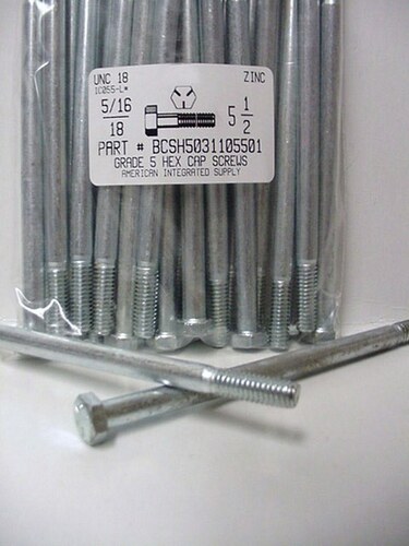 5/16-18X5-1/2 HEX HEAD CAP SCREW GRADE 5 STEEL ZINC PLATED