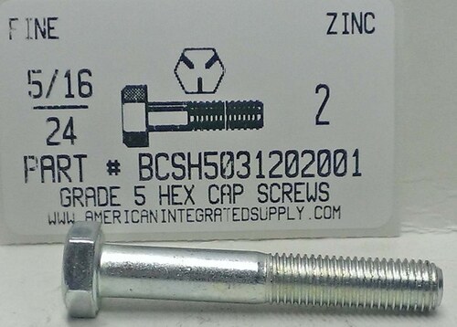 5/16-24X2 HEX HEAD CAP SCREW GRADE 5 STEEL ZINC PLATED (DISCONTINUED)