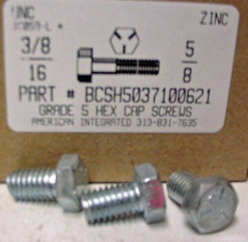 3/8-16X5/8 HEX HEAD CAP SCREW GRADE 5 STEEL ZINC PLATED