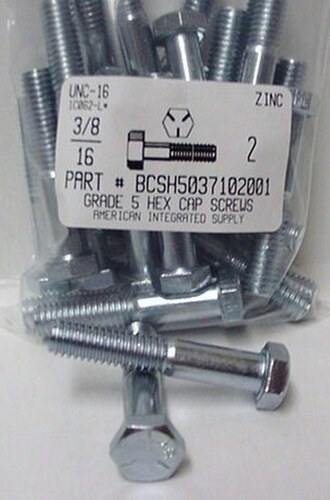 3/8-16X2 HEX HEAD CAP SCREW GRADE 5 STEEL ZINC PLATED