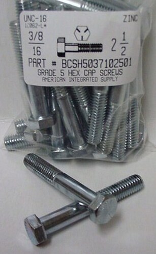 3/8-16X2-1/2 HEX HEAD CAP SCREW GRADE 5 STEEL ZINC PLATED