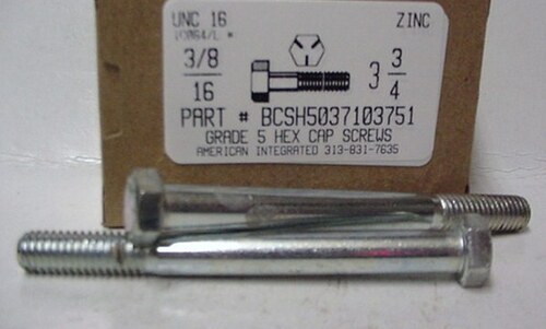 3/8-16X3-3/4 HEX HEAD CAP SCREW GRADE 5 STEEL ZINC PLATED