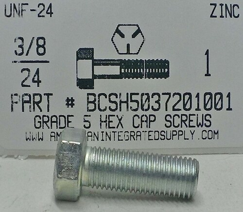 3/8-24X1 HEX HEAD CAP SCREW GRADE 5 STEEL ZINC PLATED