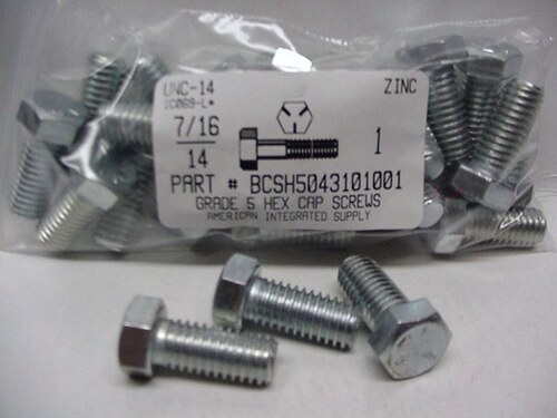 7/16-14X1 HEX HEAD CAP SCREW GRADE 5 STEEL ZINC PLATED