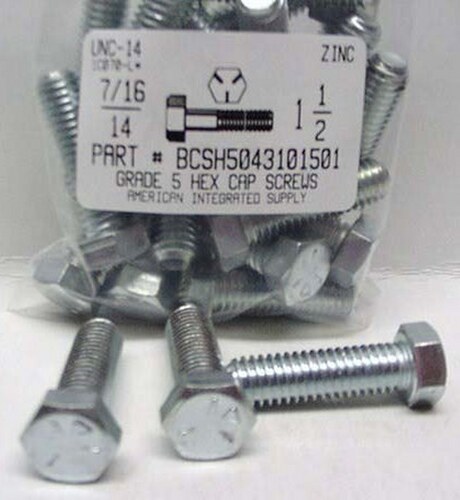 7/16-14X1-1/2 HEX HEAD CAP SCREW GRADE 5 STEEL ZINC PLATED