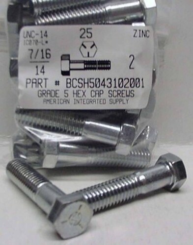 7/16-14X2 HEX HEAD CAP SCREW GRADE 5 STEEL ZINC PLATED