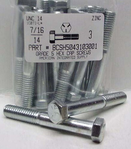 7/16-14X3 HEX HEAD CAP SCREW GRADE 5 STEEL ZINC PLATED