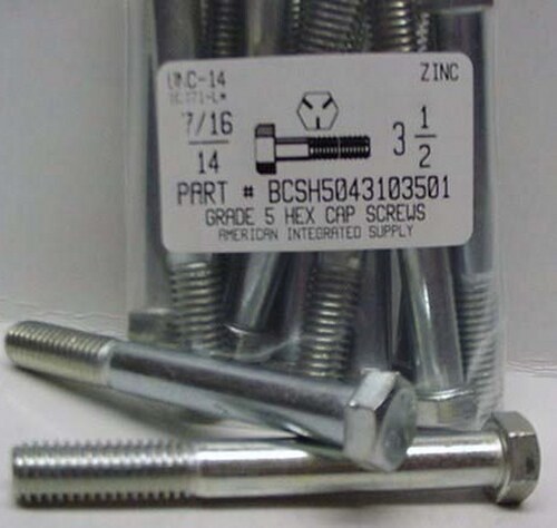 7/16-14X3-1/2 HEX HEAD CAP SCREW GRADE 5 STEEL ZINC PLATED