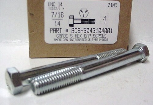 7/16-14X4 HEX HEAD CAP SCREW GRADE 5 STEEL ZINC PLATED